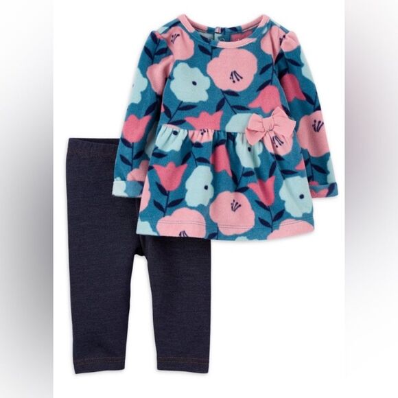 Carter’s NEW Baby Girl 2pc set Floral long sleeve top leggings 3-6 months 3-6m - Picture 1 of 9